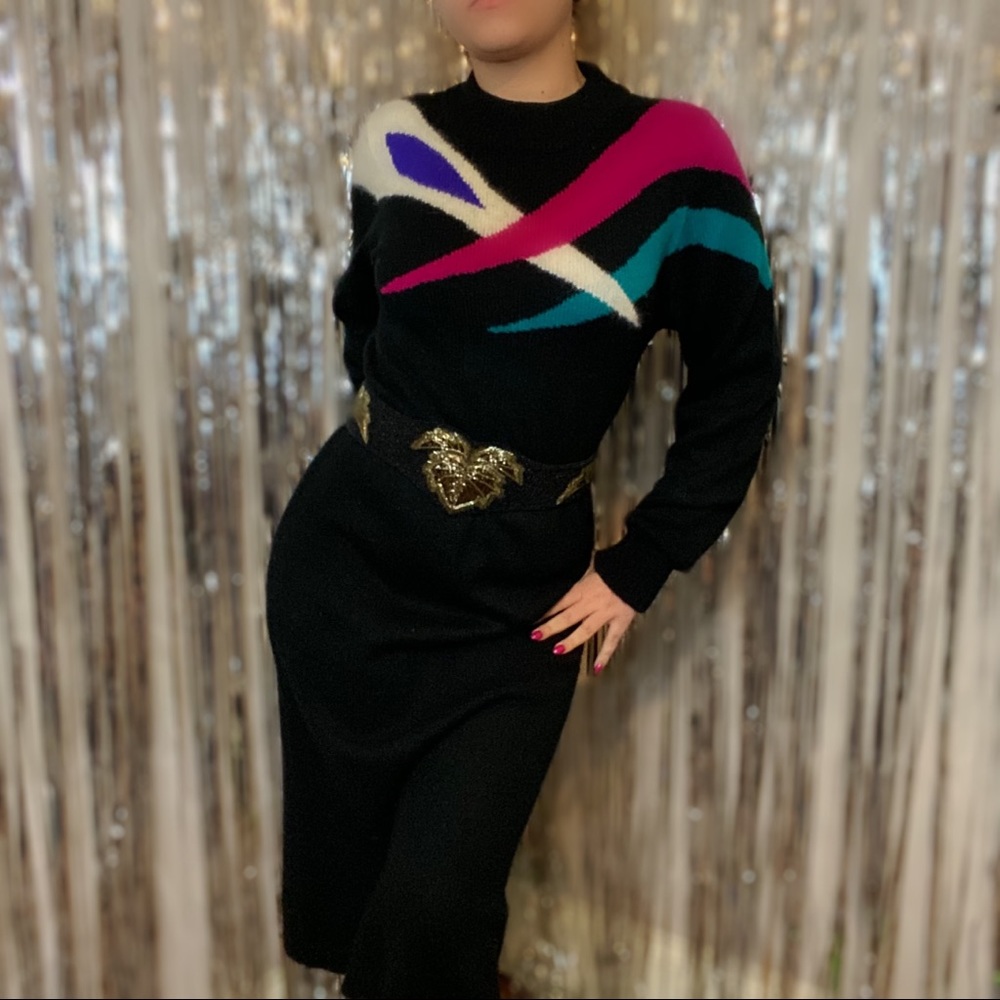 80’s Mock Neck Mid Length Sweater Dress